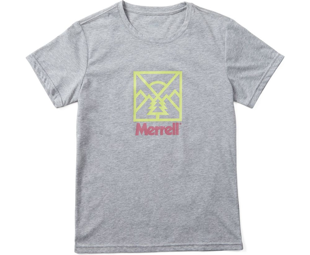 Krótki Rękaw Merrell Damskie Szare - Stamp Tee - 214378-AVB